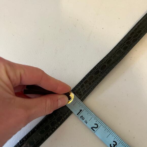 Vintage 90s Green Vegan Leather Snake Skin Buckle Belt Size Medium/Large - Picture 8 of 11